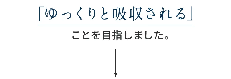 プレミアムエクソソームがゆっくりと吸収される設計思想を説明するメッセージビジュアル