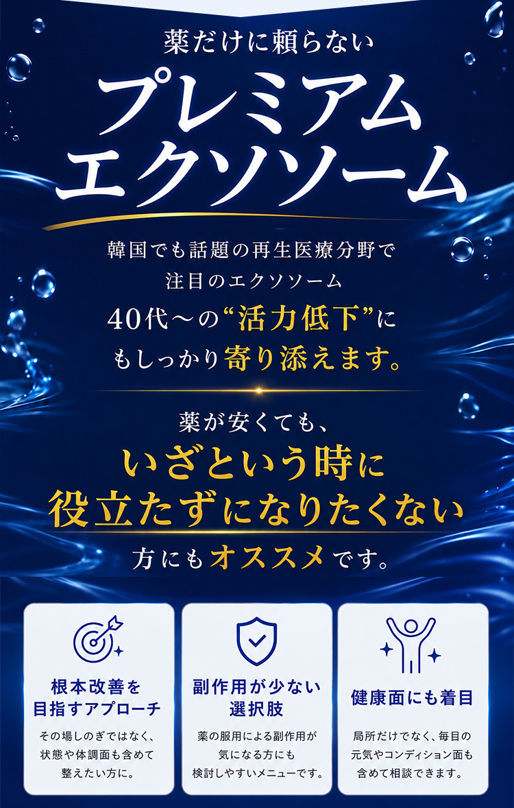 薬だけに頼らないプレミアムエクソソーム